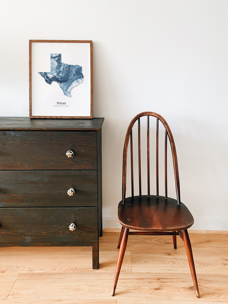 Texas Hydrological Map Poster Blue