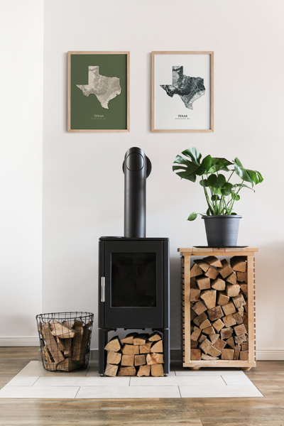 Texas Hydrological Map Poster Green