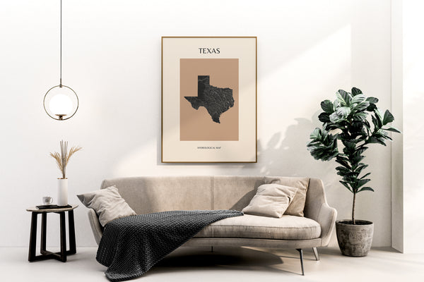 Texas Mid-Century Modern Hydrological Map