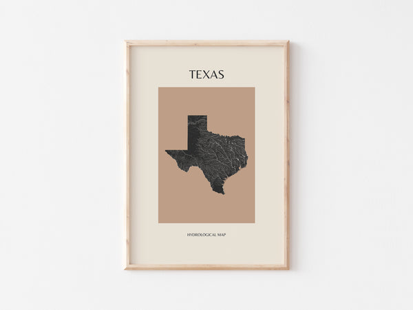 Texas Mid-Century Modern Hydrological Map