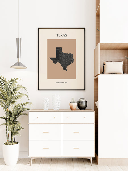Texas Mid-Century Modern Hydrological Map