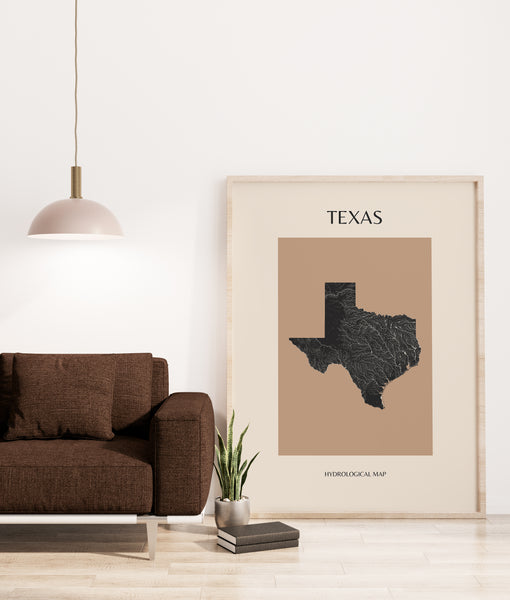 Texas Mid-Century Modern Hydrological Map