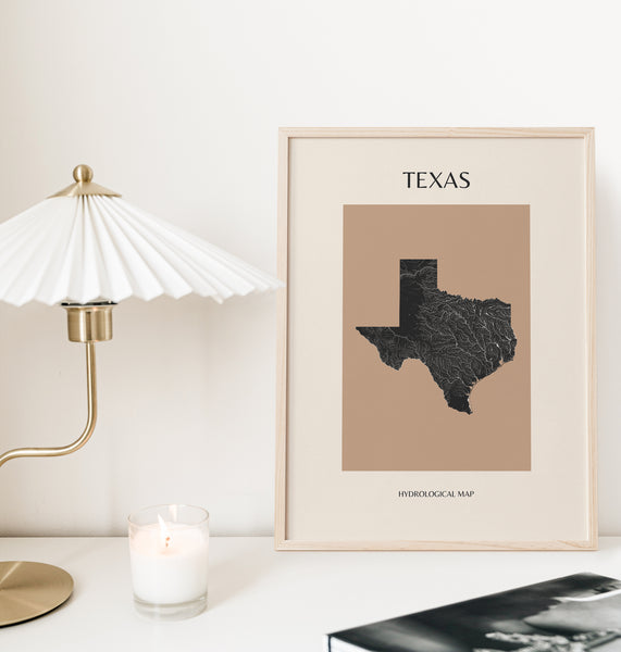 Texas Mid-Century Modern Hydrological Map