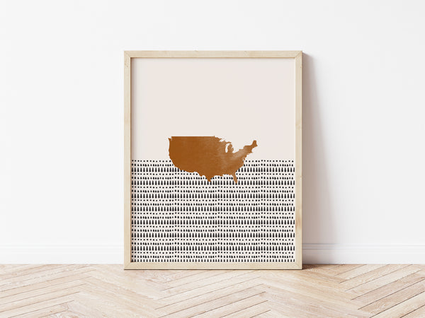 United States of America Boho Wall Art Map
