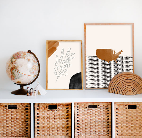 United States of America Boho Wall Art Map