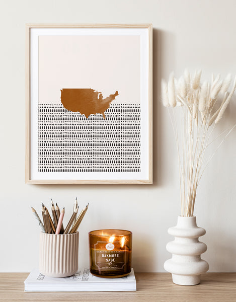 United States of America Boho Wall Art Map