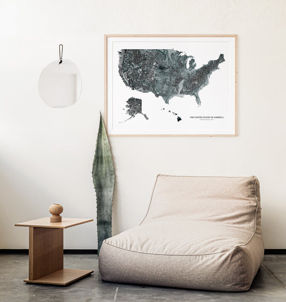 United States Hydrological Map Black