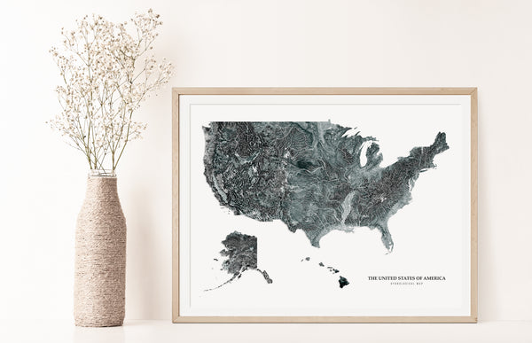 United States Hydrological Map Black