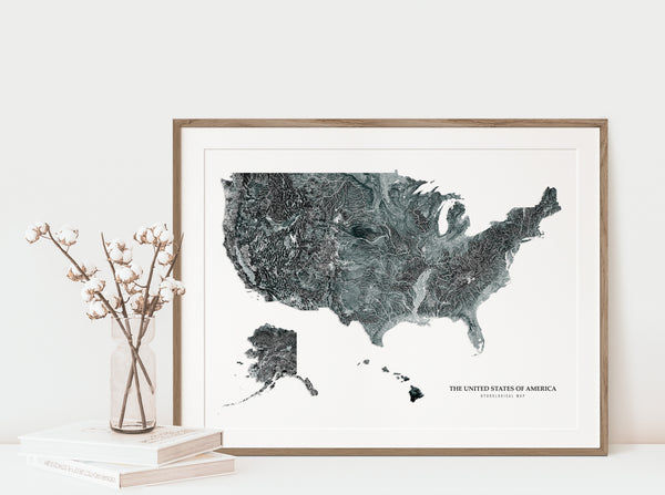 United States Hydrological Map Black