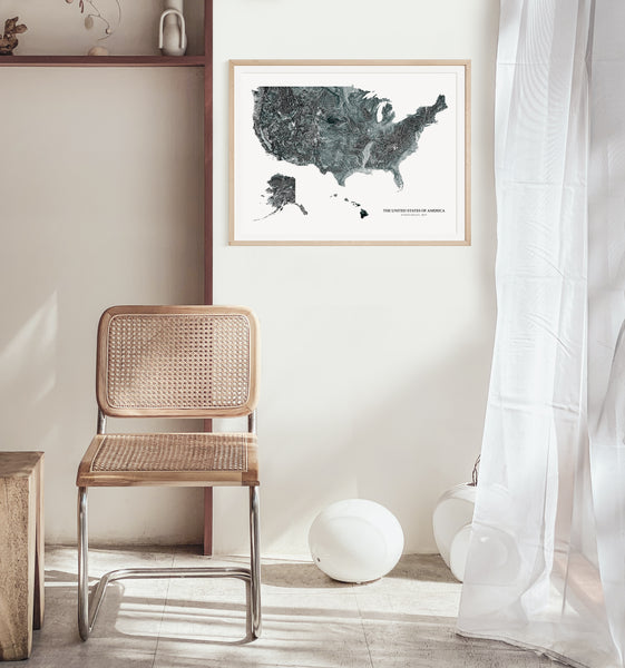 United States Hydrological Map Black