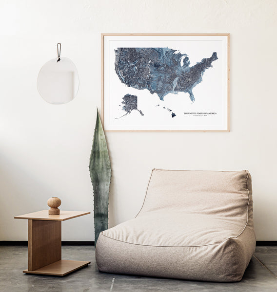 United States Hydrological Map Blue