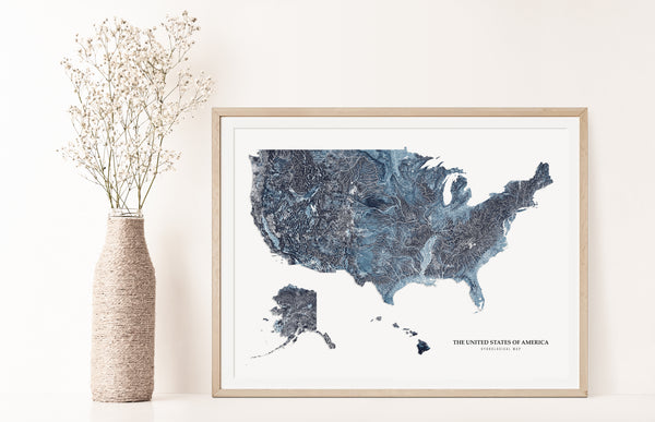 United States Hydrological Map Blue