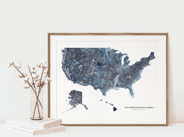 United States Hydrological Map Blue