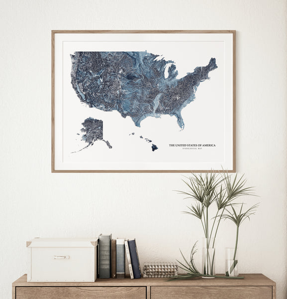 United States Hydrological Map Blue