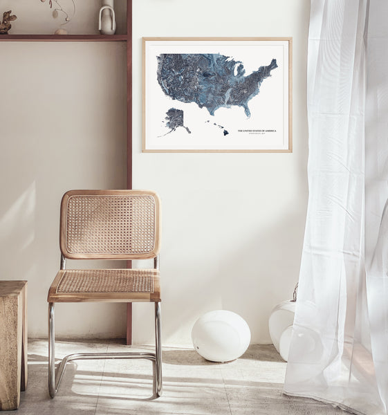 United States Hydrological Map Blue