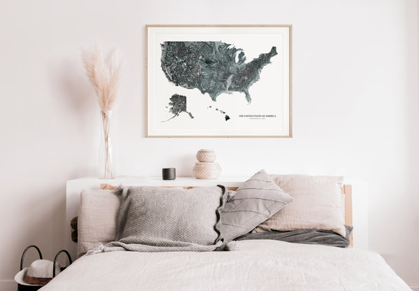 United States Hydrological Map Black