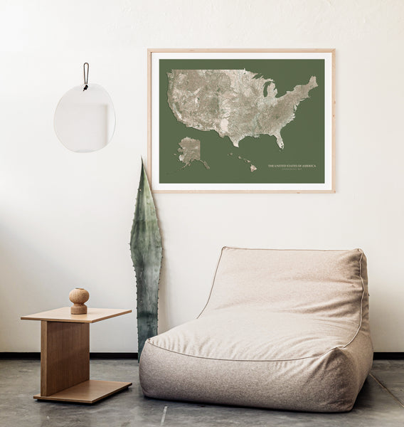 United States Hydrological Map Green