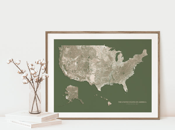 United States Hydrological Map Green
