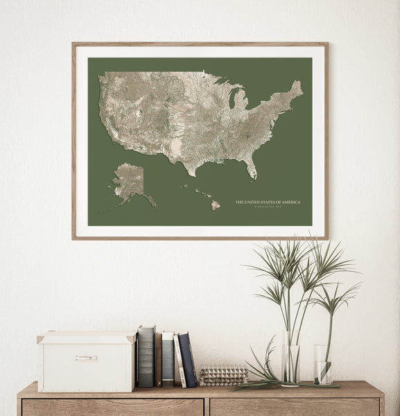 United States Hydrological Map Green