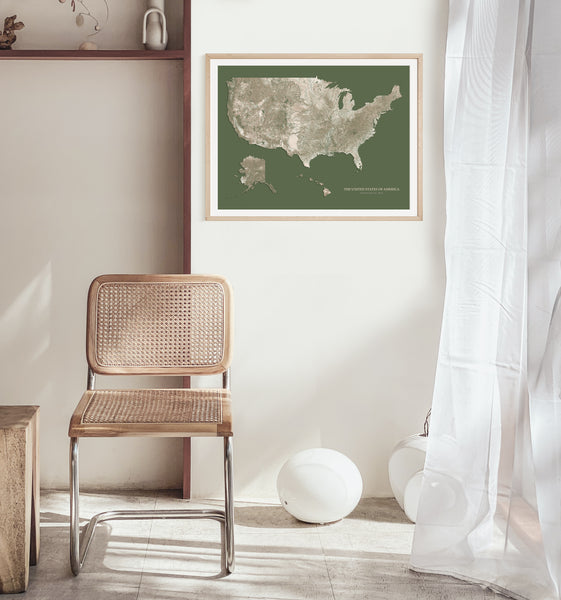 United States Hydrological Map Green