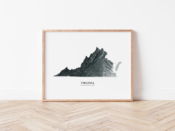 Virginia Hydrological Map Black