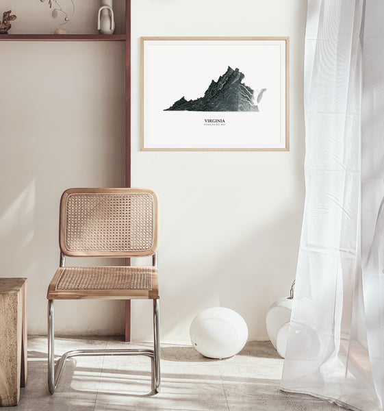 Virginia Hydrological Map Black