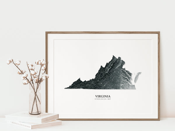 Virginia Hydrological Map Black
