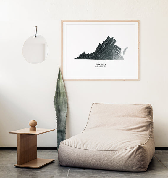 Virginia Hydrological Map Black