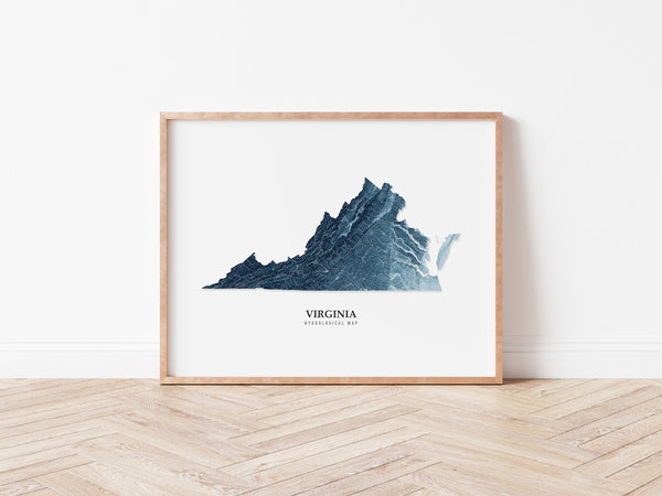 Virginia Hydrological Map Blue