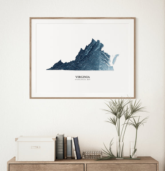 Virginia Hydrological Map Blue
