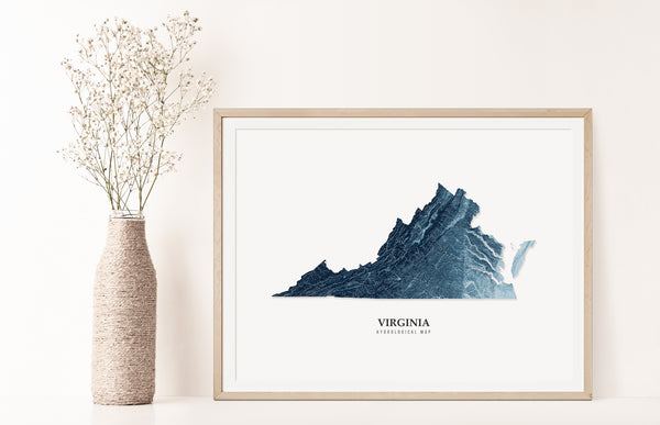 Virginia Hydrological Map Blue
