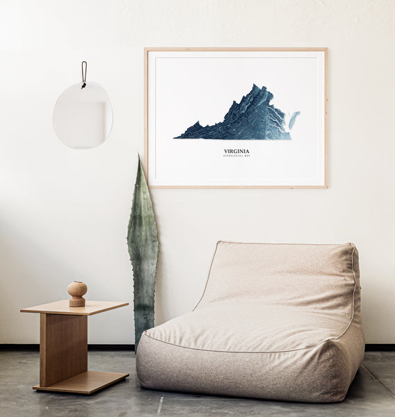 Virginia Hydrological Map Blue