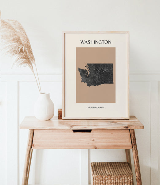 Washington Mid-Century Modern Hydrological Map