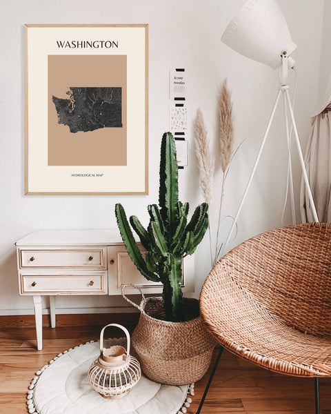 Washington Mid-Century Modern Hydrological Map