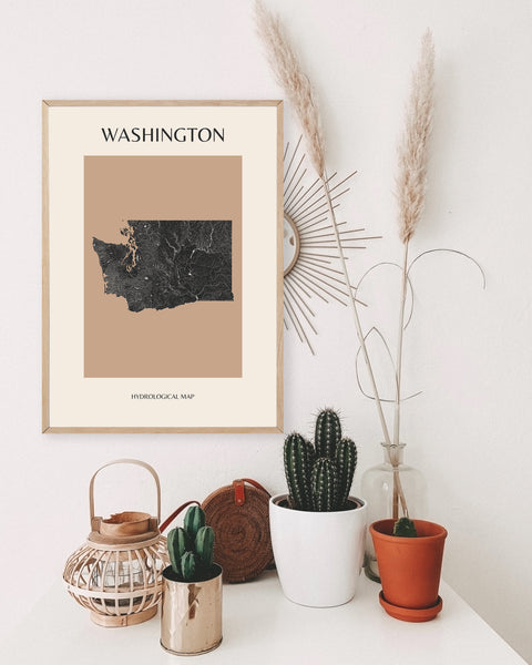 Washington Mid-Century Modern Hydrological Map