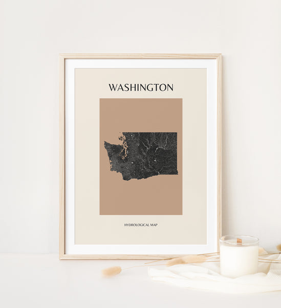 Washington Mid-Century Modern Hydrological Map