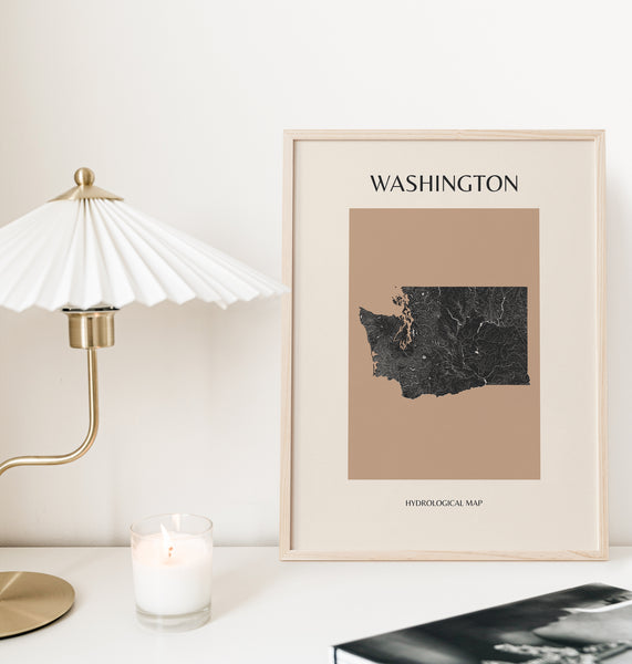 Washington Mid-Century Modern Hydrological Map