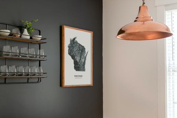 Wisconsin Hydrological Map Poster Black