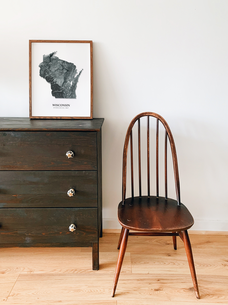 Wisconsin Hydrological Map Poster Black