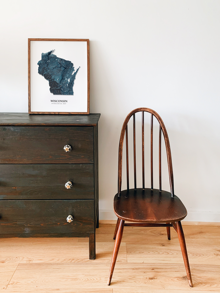 Wisconsin Hydrological Map Poster Blue