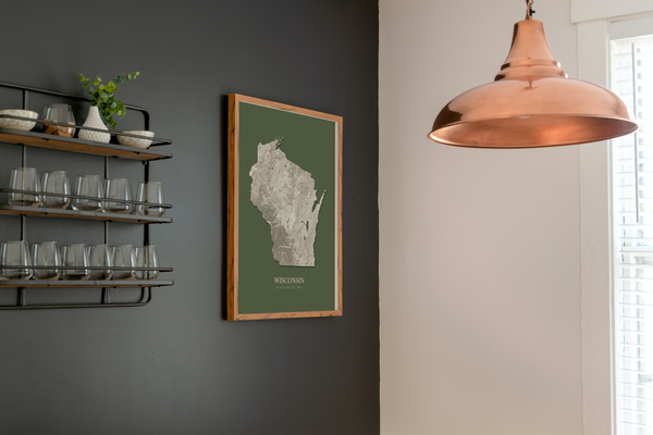 Wisconsin Hydrological Map Poster Green