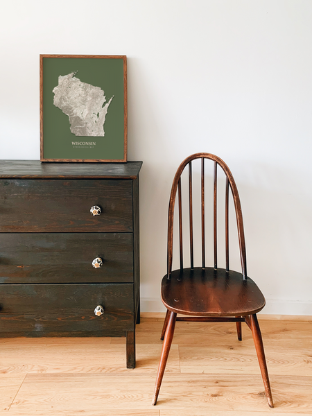 Wisconsin Hydrological Map Poster Green