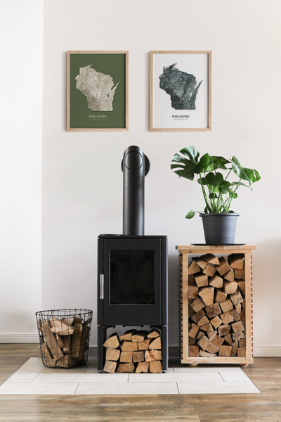 Wisconsin Hydrological Map Poster Green