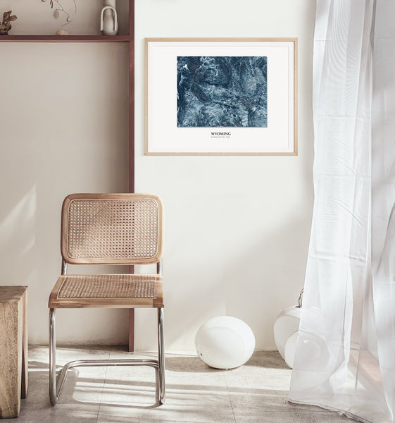 Wyoming Hydrological Map Poster Blue