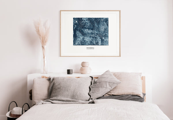 Wyoming Hydrological Map Poster Blue