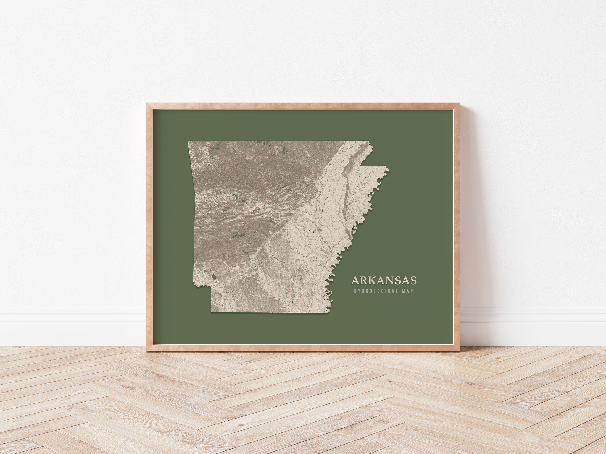 Arkansas Hydrological Map Poster Green