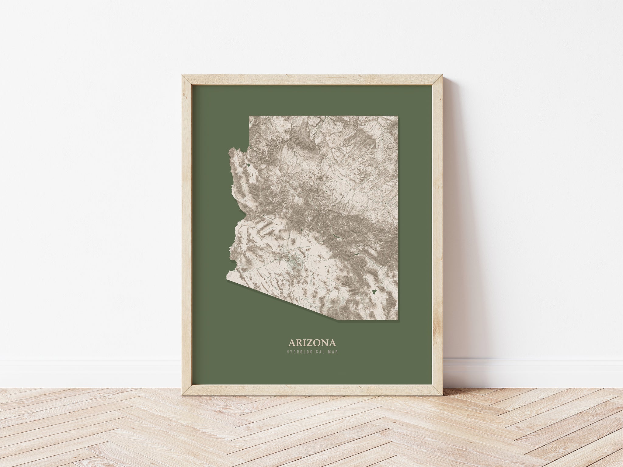 Arizona Hydrological Map Poster Green