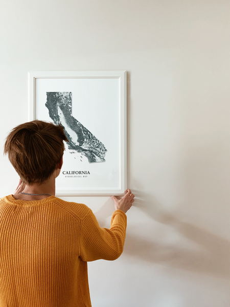 California Hydrological Map Poster Black
