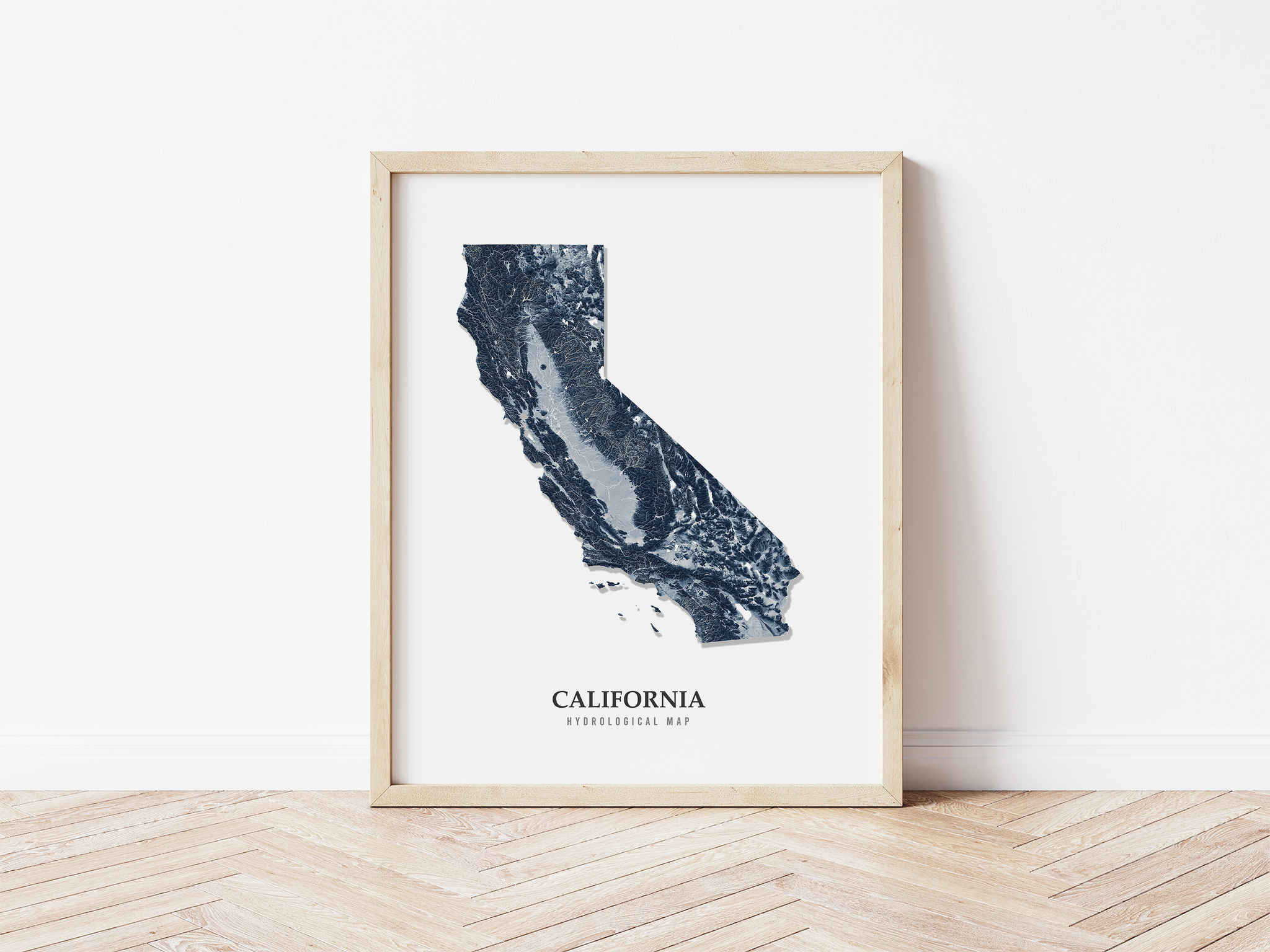 California Hydrological Map Poster Blue
