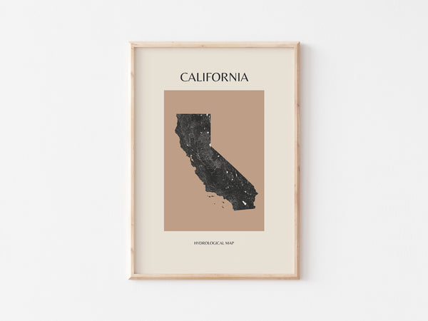 California Mid-Century Modern Hydrological Map